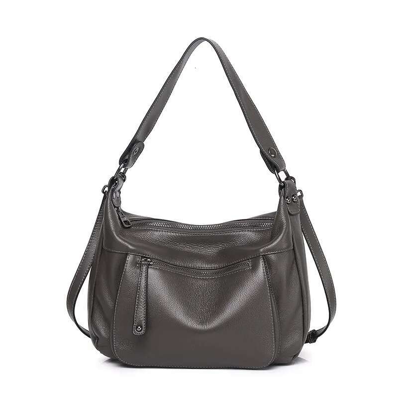 Women Hobo Crossbody Bags Genuine Leather Female Handbag 2025 New Fashion Versatile Shoulder Bag Solid Color Soft Cowhide Purse