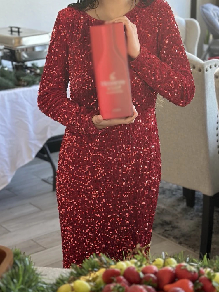 Romagic Elegant Women Modest Stretch Sequin Royal Blue Wedding Prom Gown Long Sleeves Mermaid Formal Evening Party Dress 250106