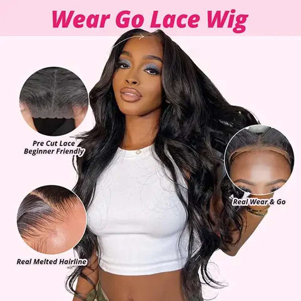 Glueless Wig Human Ready To Wear Preplucked Brazilian Hair Body Wave 5X5 Lace Frontal Wigs For Women Pre Cut No Glue 100%