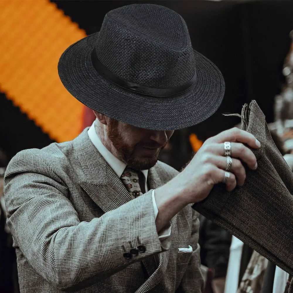 Summer grass Fe sun hat men Panama cowboy hat cable women outdoor travel sun hat middle-aged and elderly people X250109