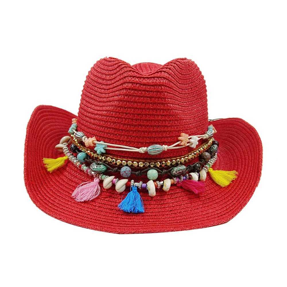 Summer straight hat ethnic style fan hat jazz top sun hat neutral solid color beach hat travel sun hat grass hat X250109