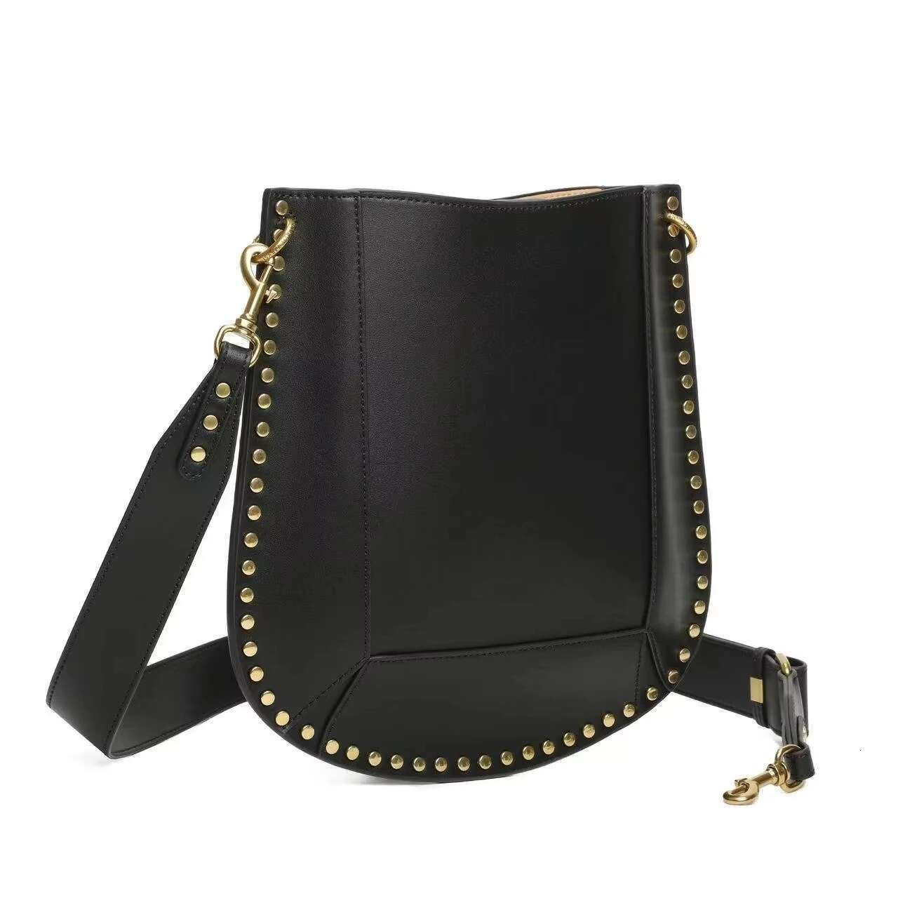 hot Genuine Leather Willow Nail Shoulder Bag - Retro Crossbody Water Bucket Style