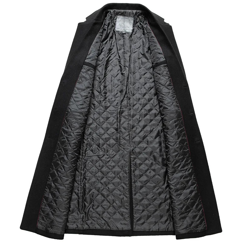 Autumn Winter Long Wool Blends Men Fashion Woolen Coats Business Casual Solid Turn Down Collar Thick Trench Jacket 250106