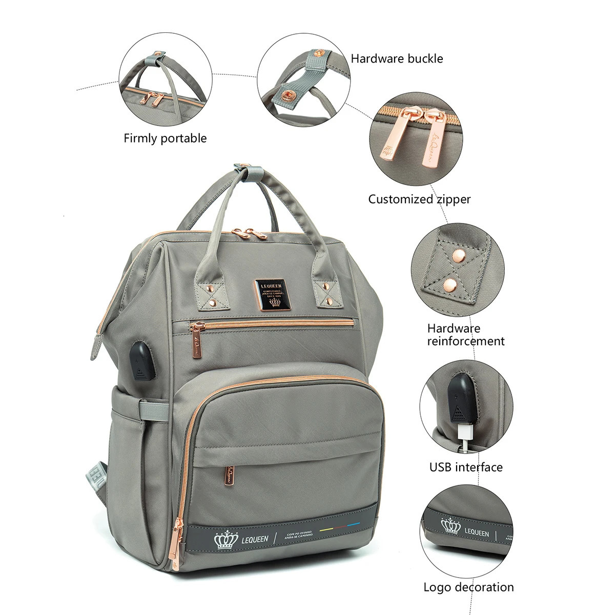 LEQUEEN Diaper Bag Backpack Large-capacity Baby Bag Multifunctional Water-repellent Travel Backpacks Mommy Maternity Bag 250106