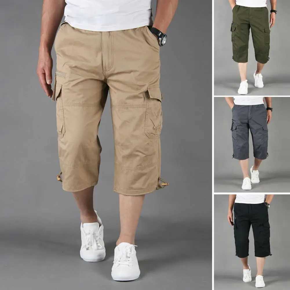 High Quality Long cargo shorts mens summer casual cotton multi pocket hot air cutting mens camouflage shorts 5XL T250110
