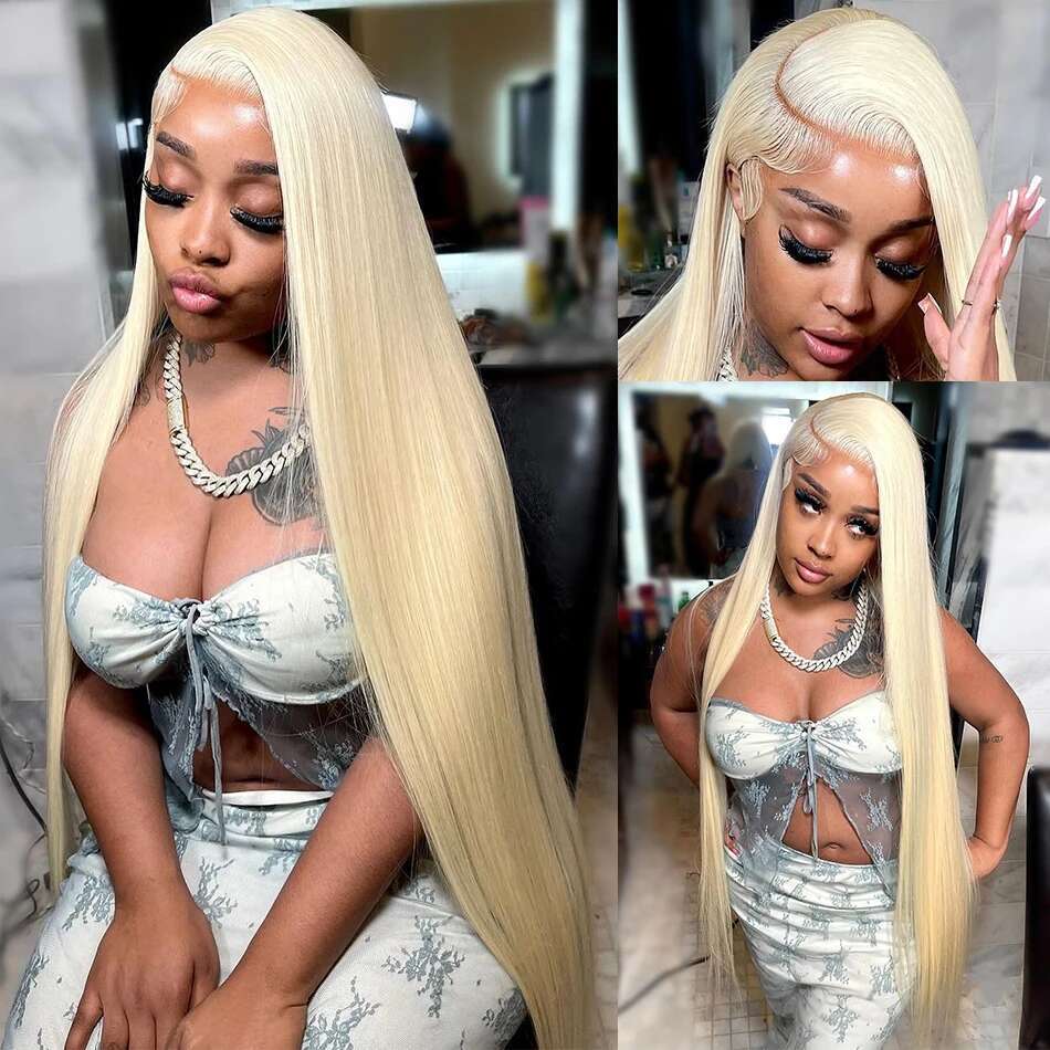 Ks HD 220% 613 Honey Blonde 42 Inches Bone Straight 13X6 Front Human Wigs 13X4 Lace Frontal Brazilian Remy Hair Wig