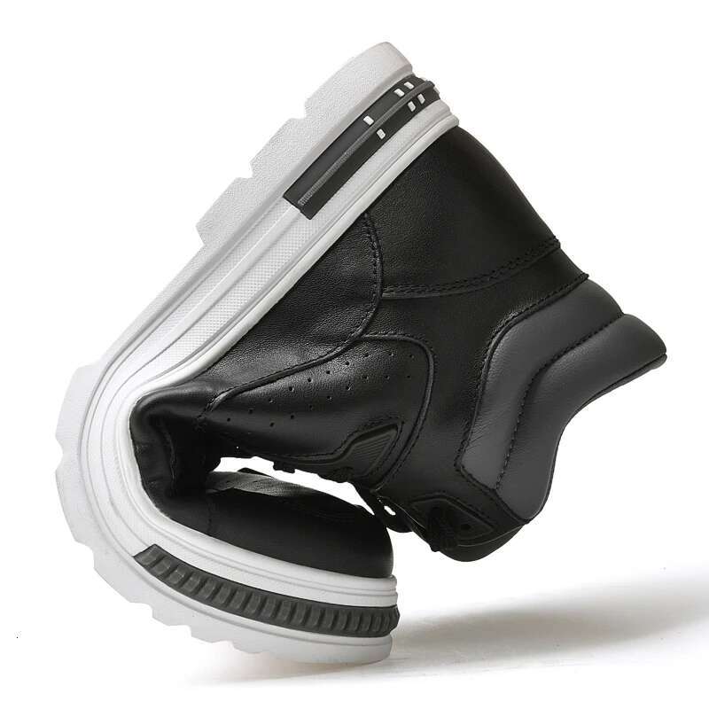 New high t op elevator casual men sneakers height ening height inc rease 8cm cow split leather leisure designer shoes