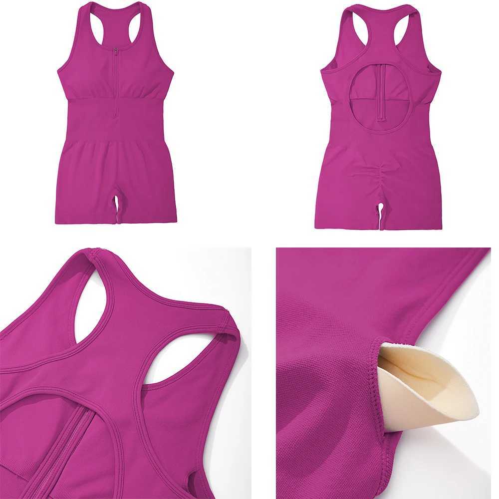 Seamless Jumpsuits Zipper Bodysuiyts for Women Tummy Control One Piece Rompers Sleeveless Backless Yoga Sets Womens ClothingsXJ250109