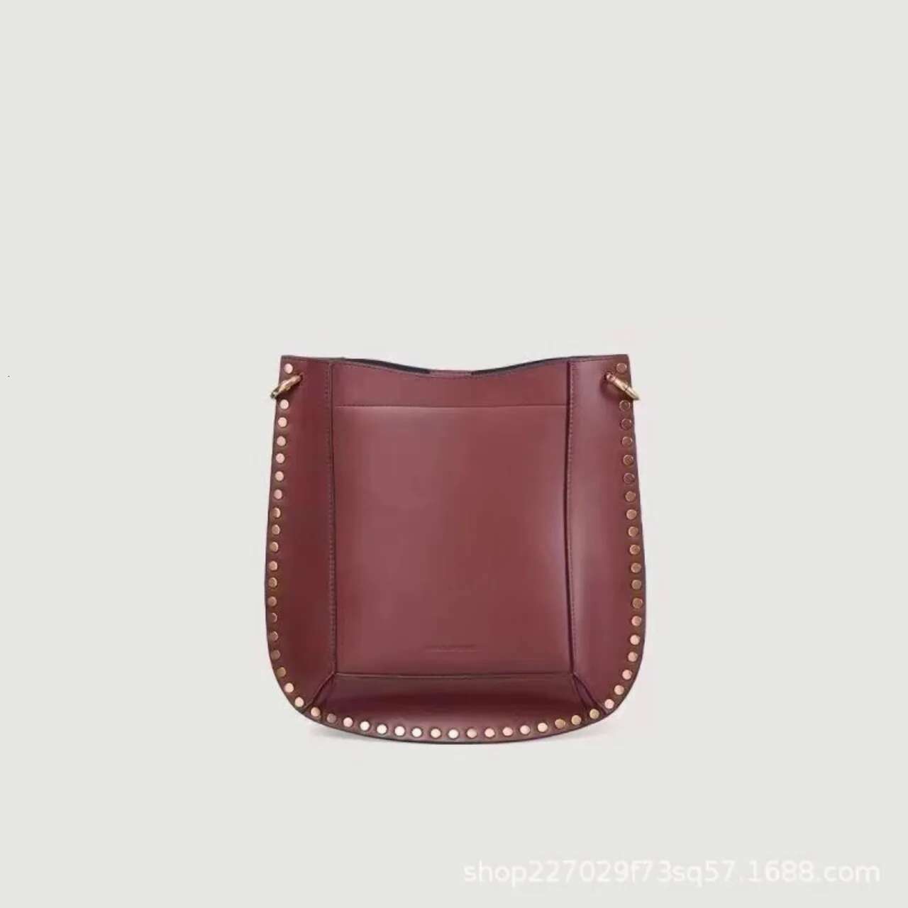 hot Genuine Leather Willow Nail Shoulder Bag - Retro Crossbody Water Bucket Style