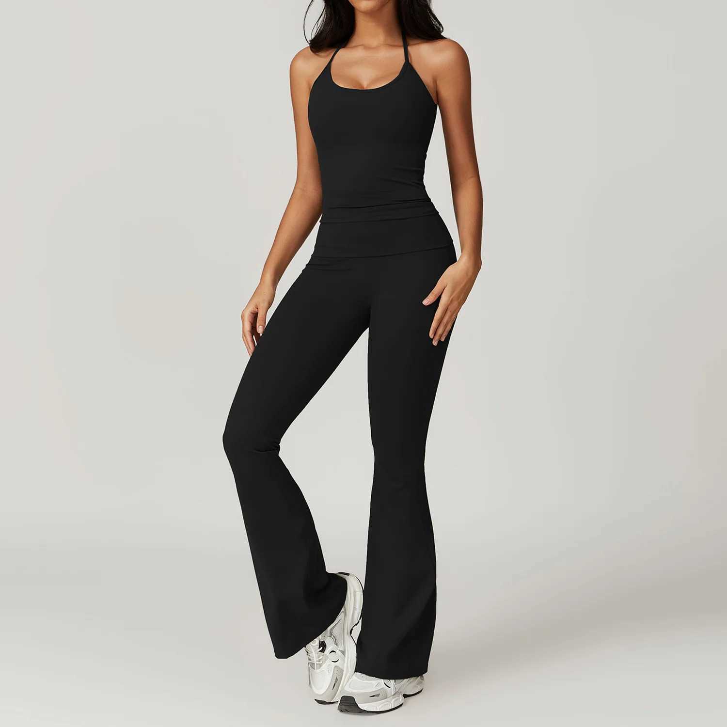 2 Pieces Women Clothes Yoga Set Workout Tracksuit Sportswear Gym Clothing High Waist Bell Bottoms Fitness Leggings Sports SuitsXJ250109