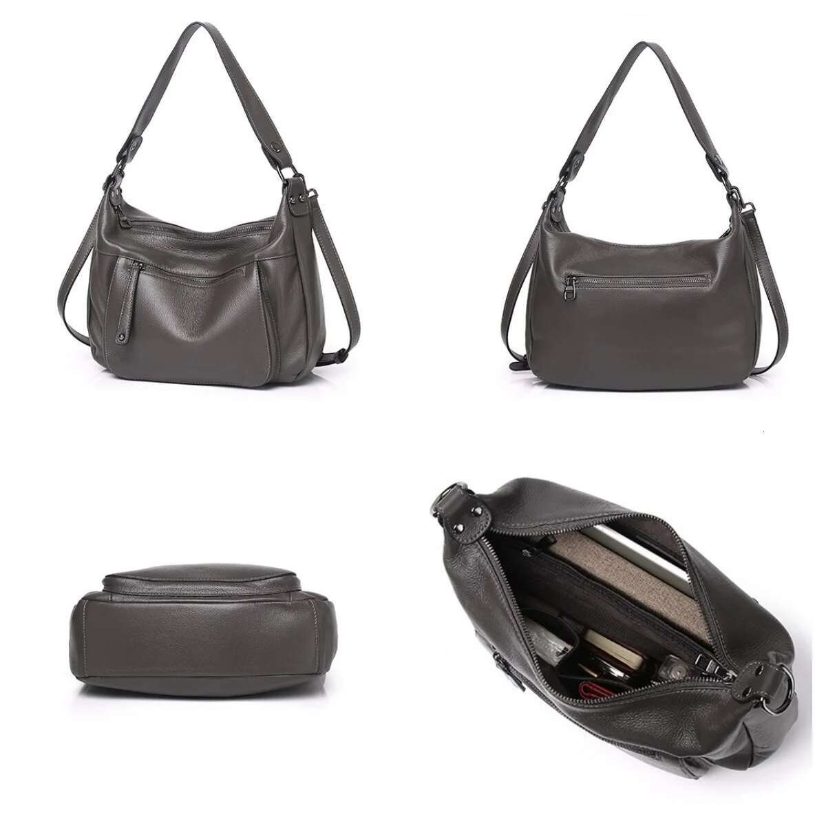 Women Hobo Crossbody Bags Genuine Leather Female Handbag 2025 New Fashion Versatile Shoulder Bag Solid Color Soft Cowhide Purse