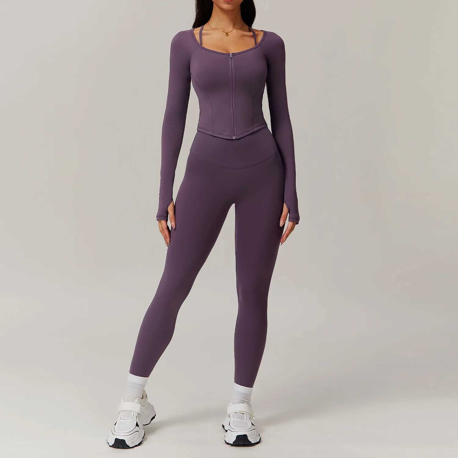 Yoga Set 2PCS Gym Clothes Sportswear Yoga Suit Women Fitness Set Tracksuits Sports Bra Gym Leggings Zipper Jacket Athletic WearXJ250109