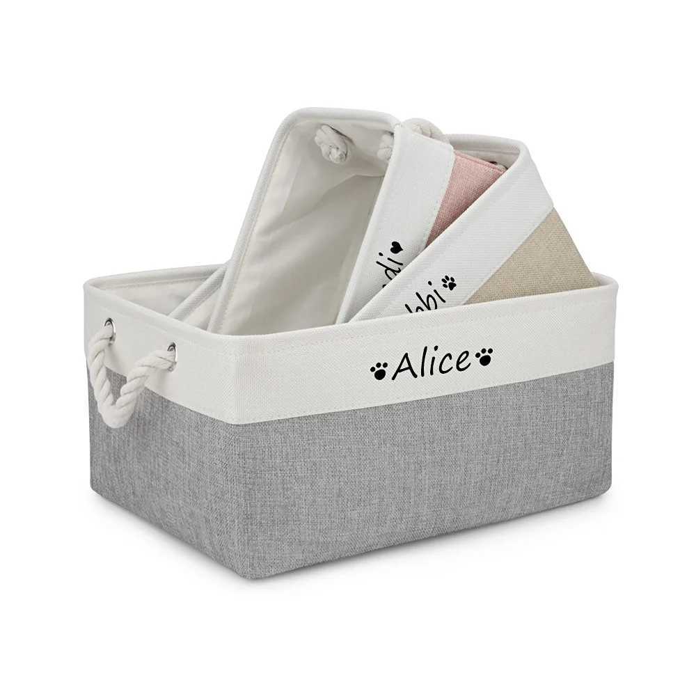 DIY Personalized Cat Dog Clothes Container Pet Toy Basket Foldable Box Bin Print Storage For Custom NameXJ250109