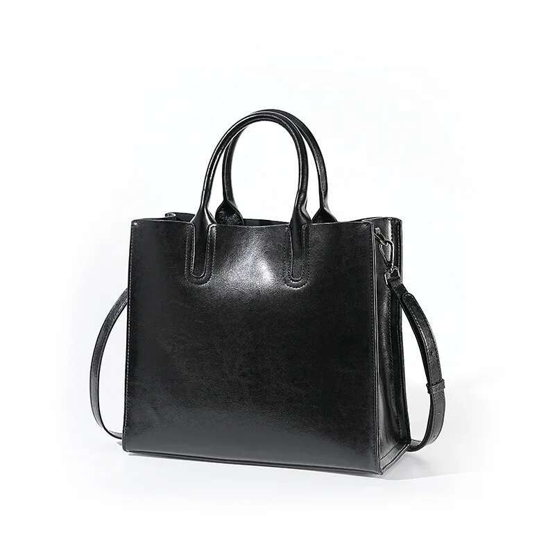 Zency Soft Retro Wax Leather Handbag Women's Tote Bags Large Capacity Composite Commute Crossbody Shoulder Bag Satchel