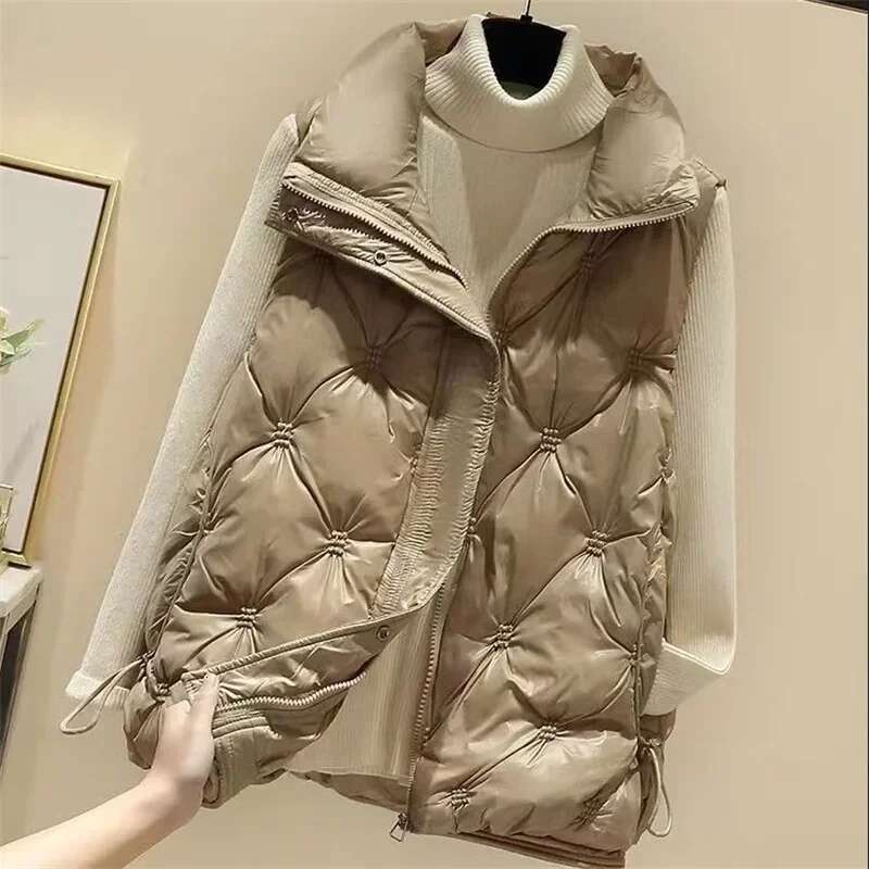 New Autumn And Winter Women's Vest 2025 Stand Up Collar Sleeveless Warm Jacket Casual Designer Jacket