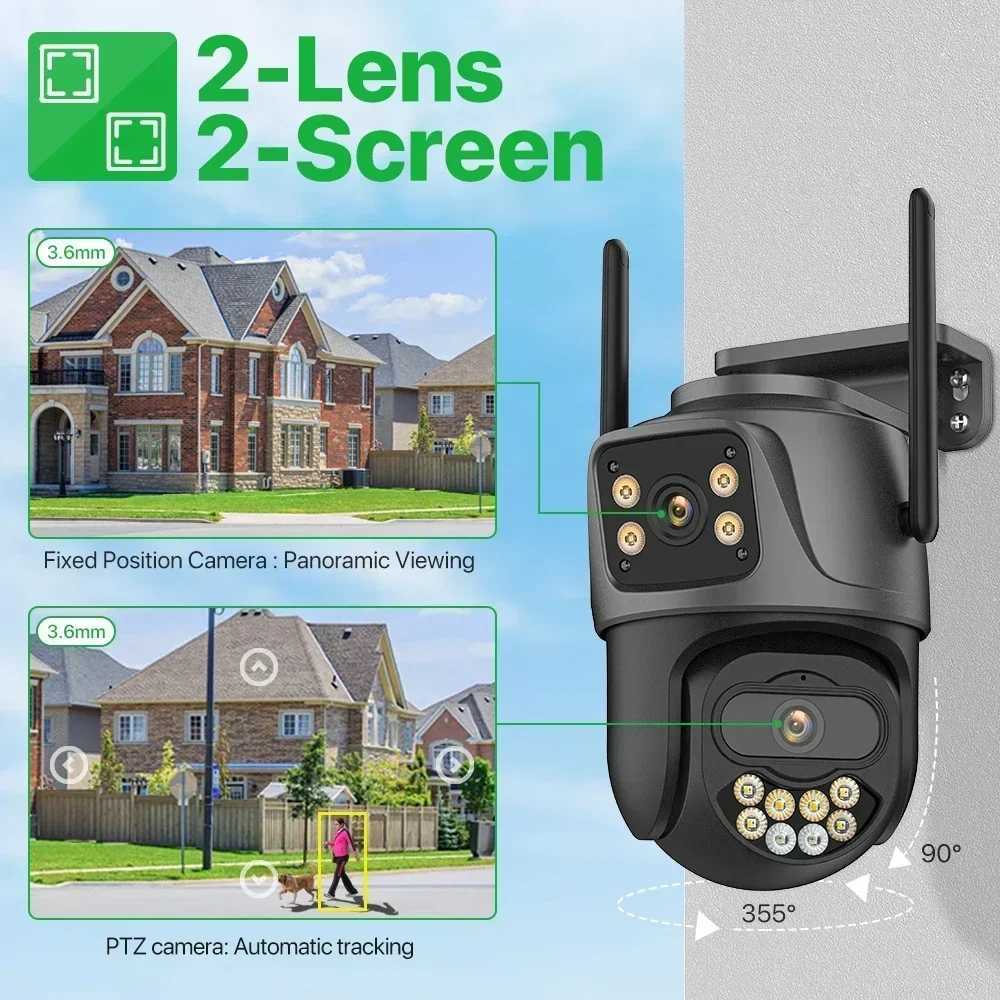 Three lens three screen IP camera WiFi external dual lens automatic tracking 15MP secure PTZ camera 4K high-definition iCsee video surveillance X25011
