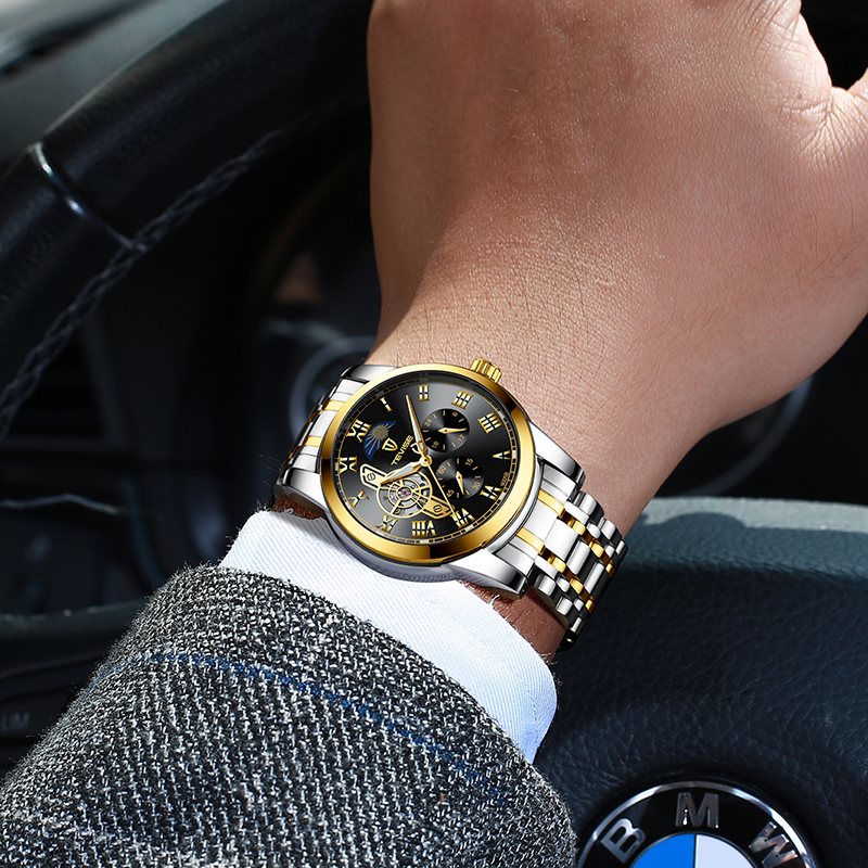 TEVISE Luxury Watches Automatic Multifunctional Mens Five-needle Mechanical Watch Popular and Fashionable Mens Watch Large Dial. T042-9005B
