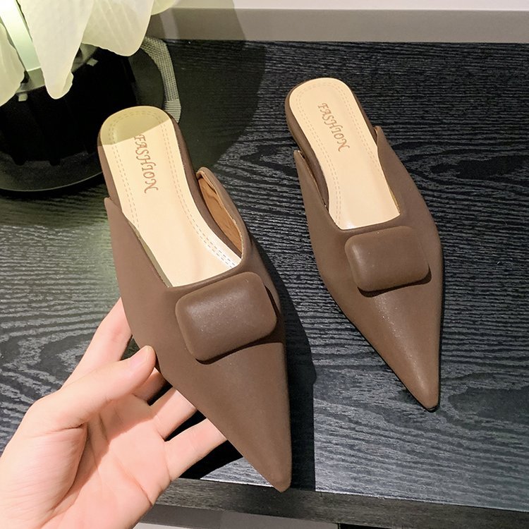 Women Slippers Flat Bottom New Fashion Pointed Toe Gentle Style hot Black White Brown Pink Free shipping