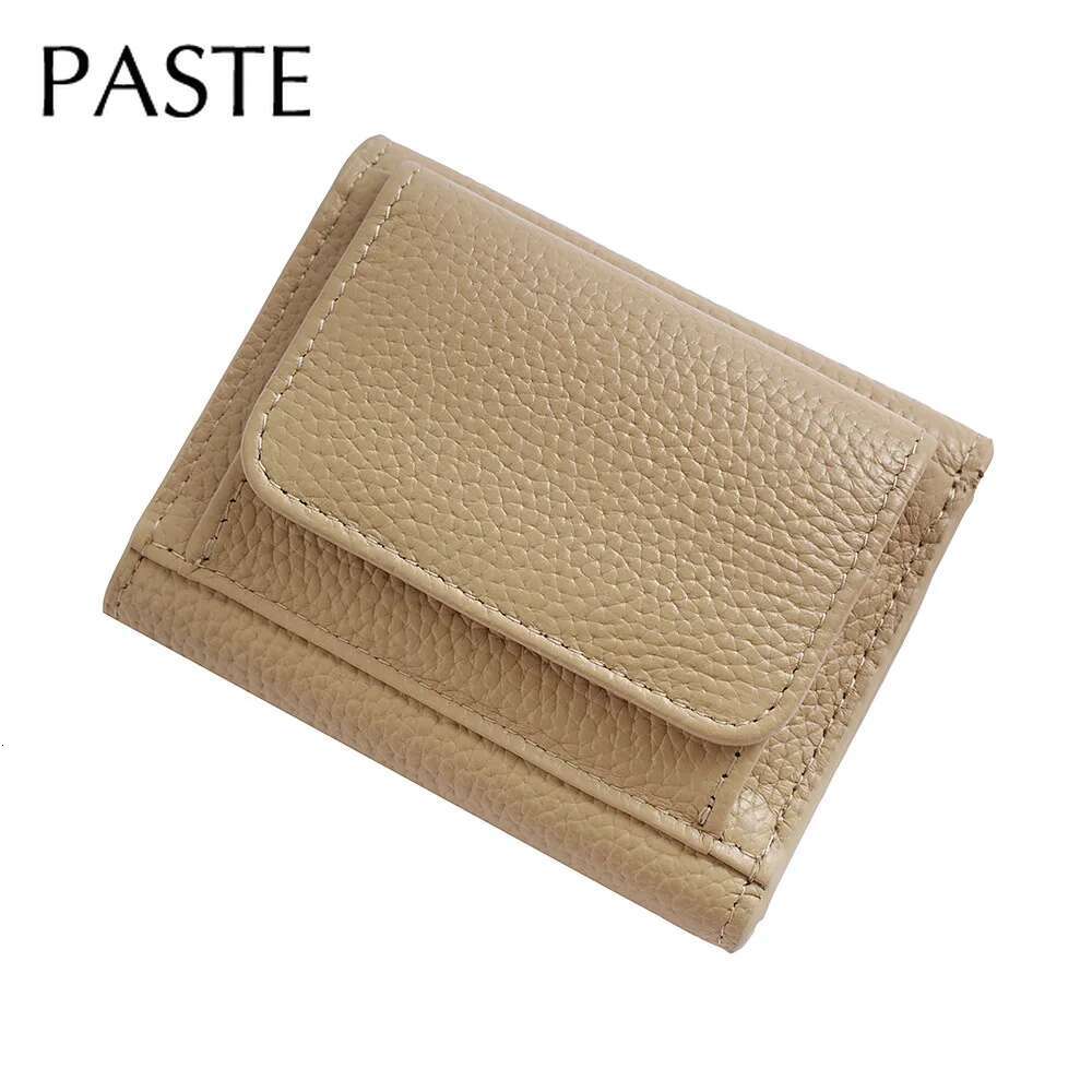 New Japan Style Three Fold Short Clip Female Wallet Portable Lady Coin Purses Genuine Cow Leather Multi-Card Bag Mini Pouch