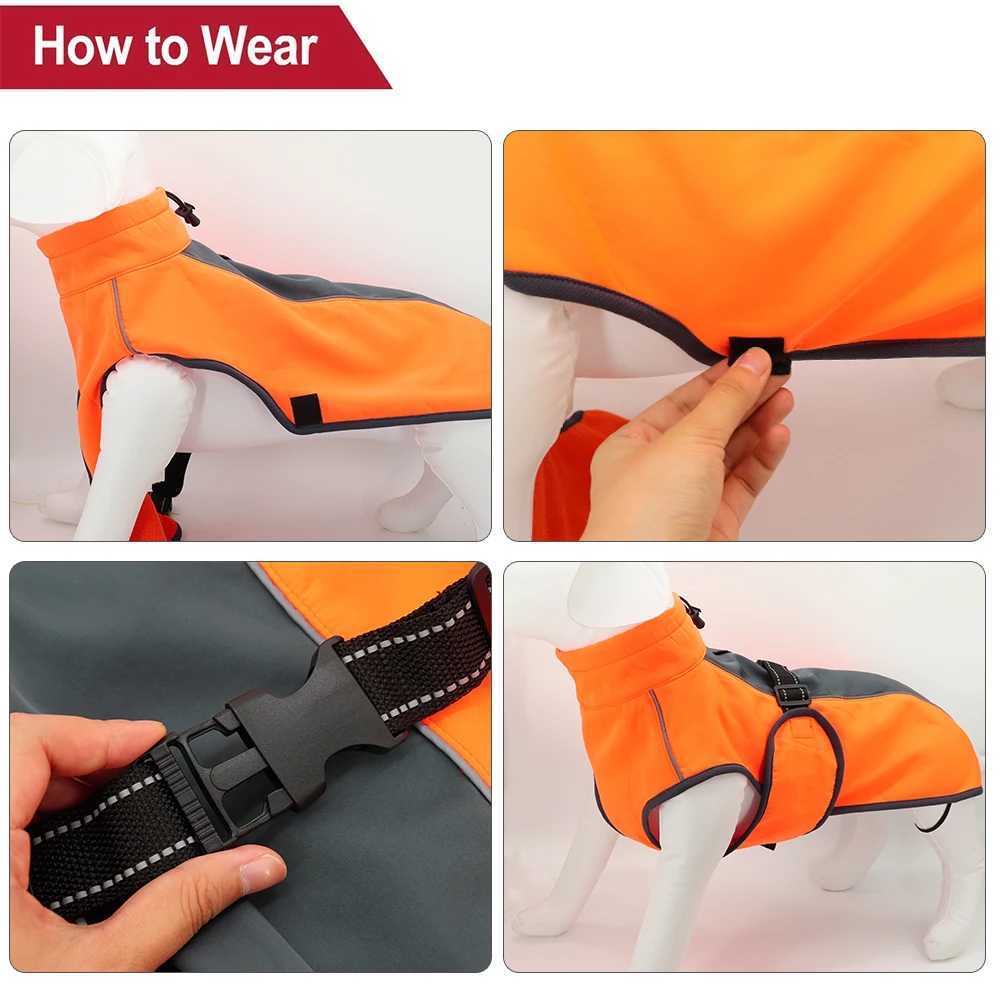 Waterproof Dog Vest Clothes Warm Padded Pet Winter Clothing Jacket Coat Large Dogs Labrador Outfit With Reflective Nylon RopeXJ250109