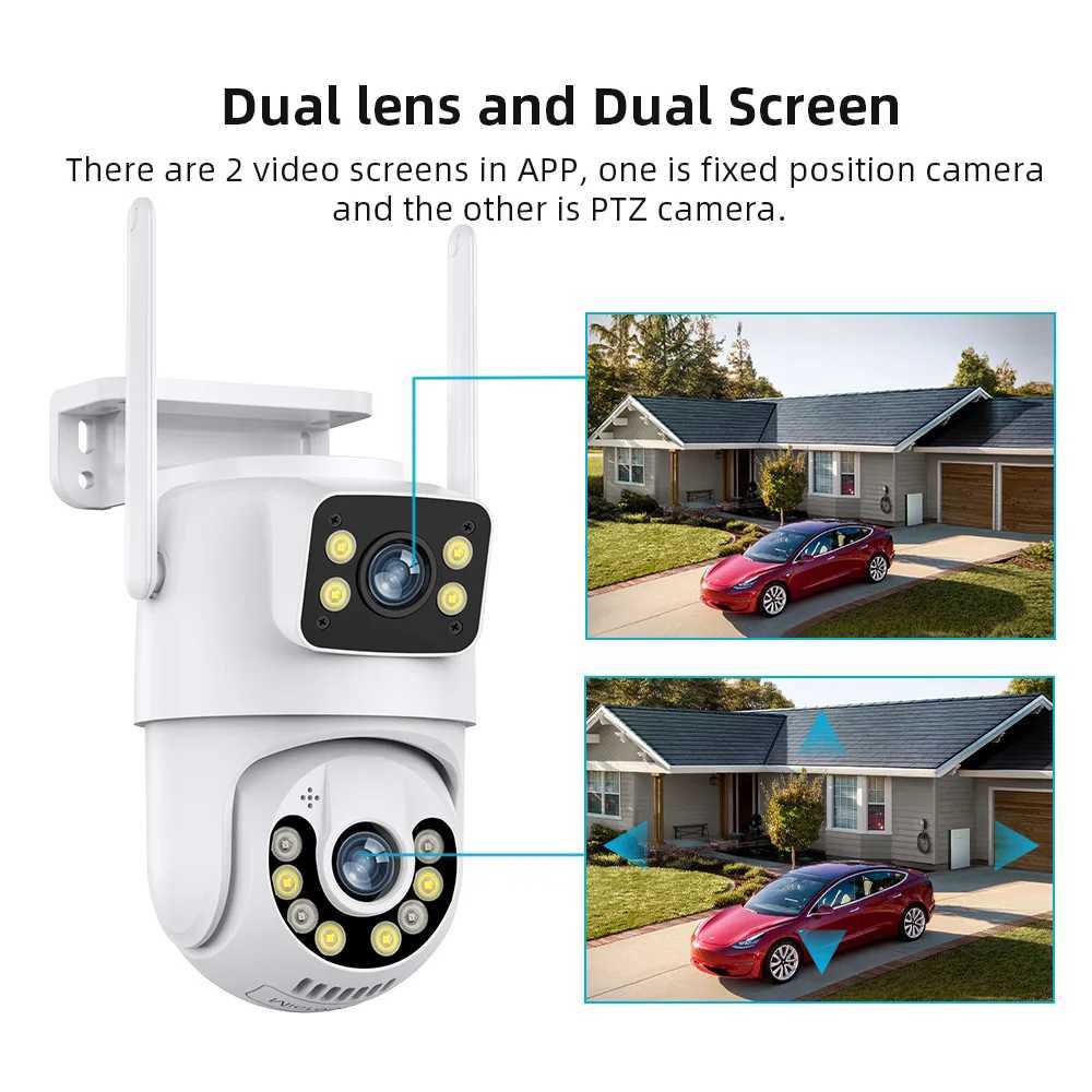Mini dual lens dual screen 4K 8MP PTZ WIFI high-definition IP camera outdoor automatic tracking security CCTV monitoring ICSee X250110