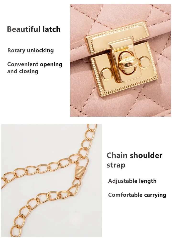 New Fashion Female Rhombus Embroidered Solid Color Chain Womens Shoulder Crossbody Casual Trendy Phone Bag