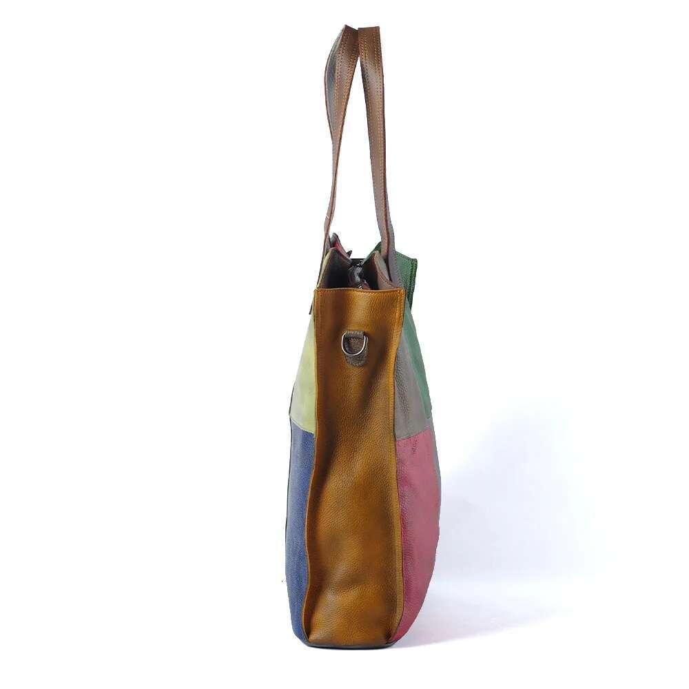 Fashion Genuine Cow Leather Multicolour Women Handbag Casual Girl Shopping Bag Designer Patchwork Female Shoulder Crossbody Bags