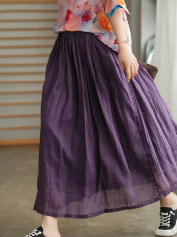 Oversized Elastic High Waist Long Summer Skirt Women Ruffle Loose Pleated Fashion Ladies Skirts Casual ALine Woman 250106