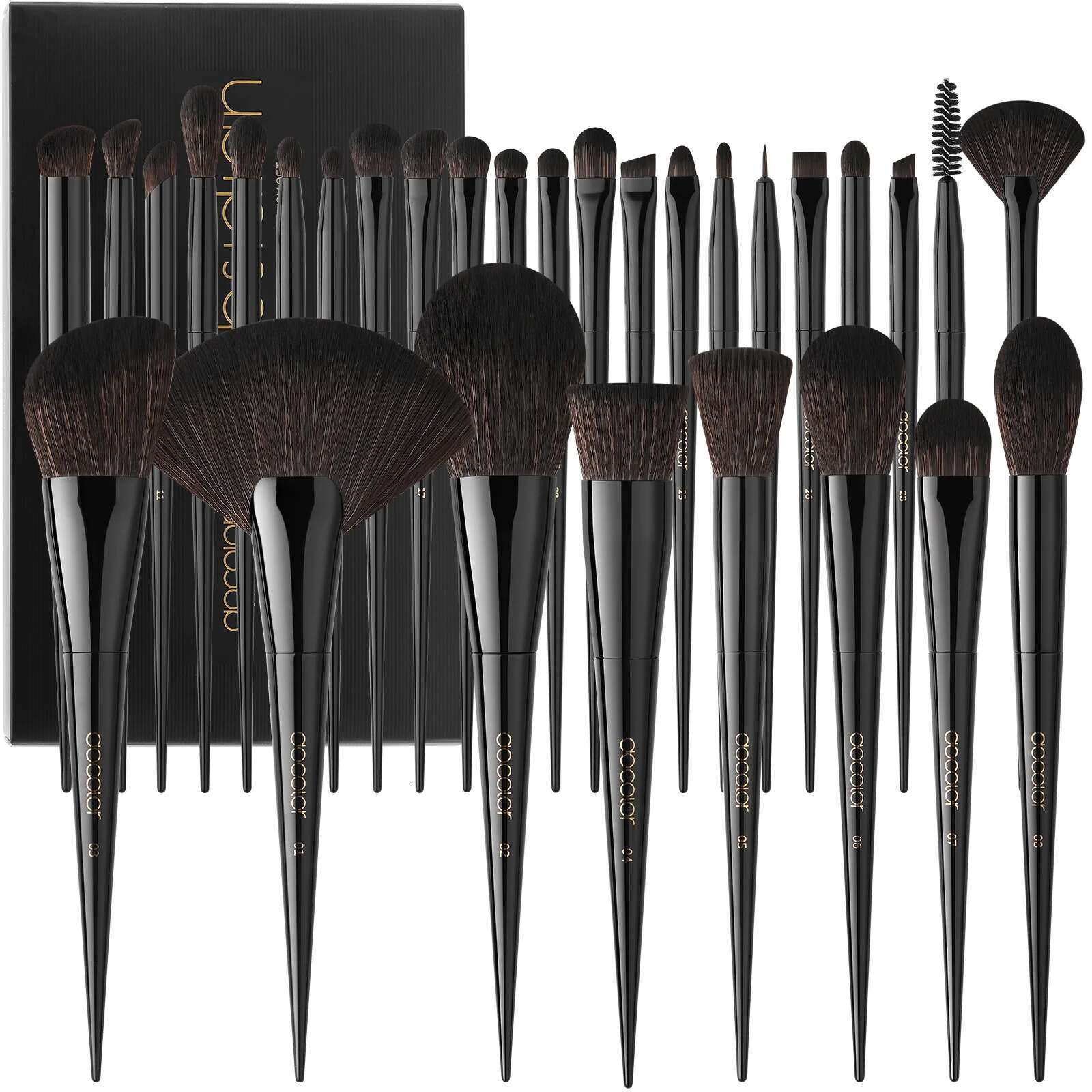 Docolor Makeup Brushes Set Professional 30Pcs OBSIDIAN Powder Foundation Contour Blush Concealer Eyeshadow Eyeer Eyebrow
