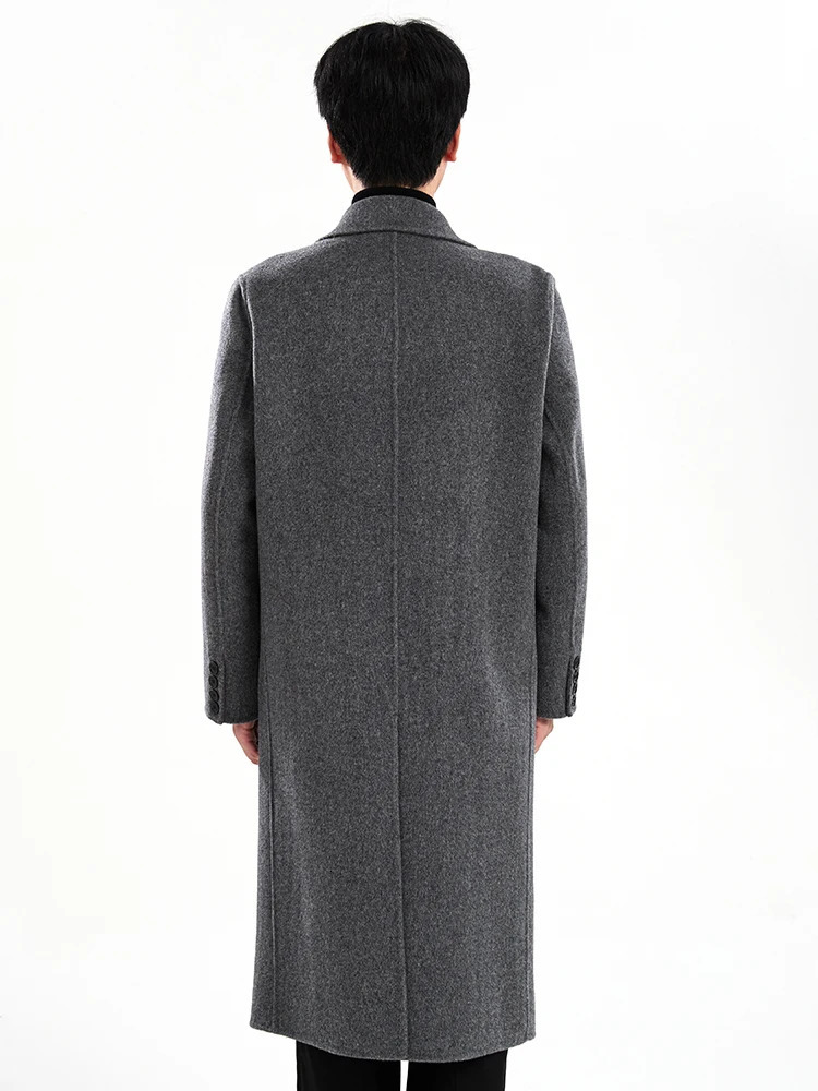 2024 DoubleBreasted 100 Pure Wool Woolen Coat Mens Clre Collar Long HighGrade Autumn and Winter Trench 250106