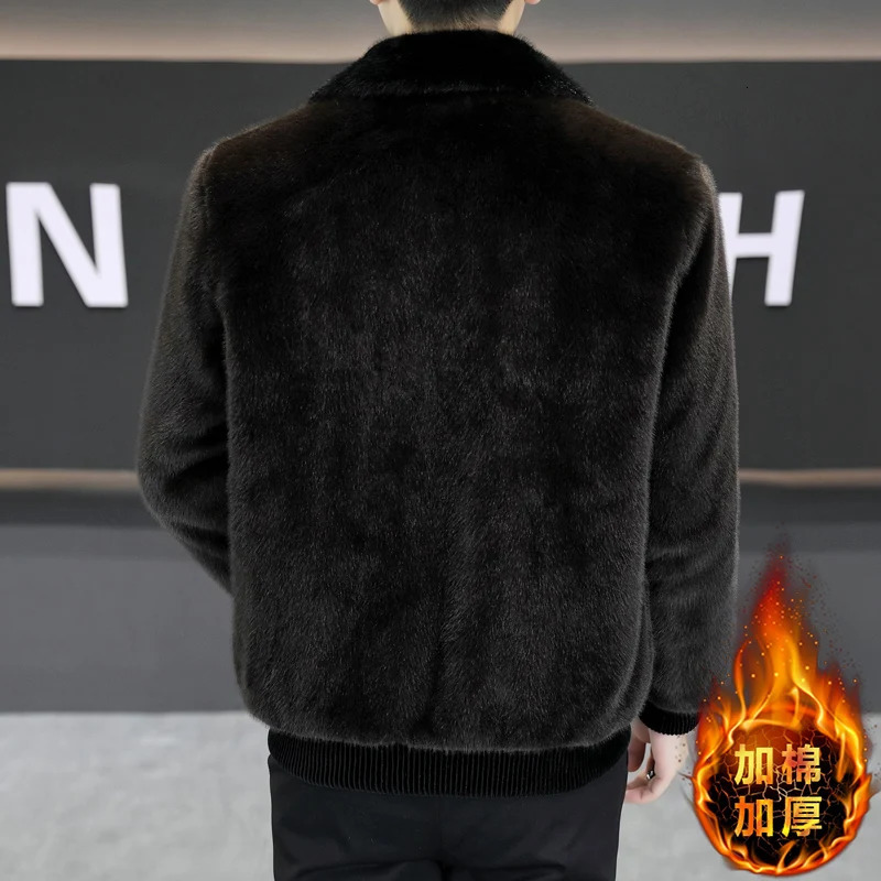 Winter Mens Faux Fur Jacket Cotton Thick Suede Collar Casual Mink Business Coats Men Clothing 250107