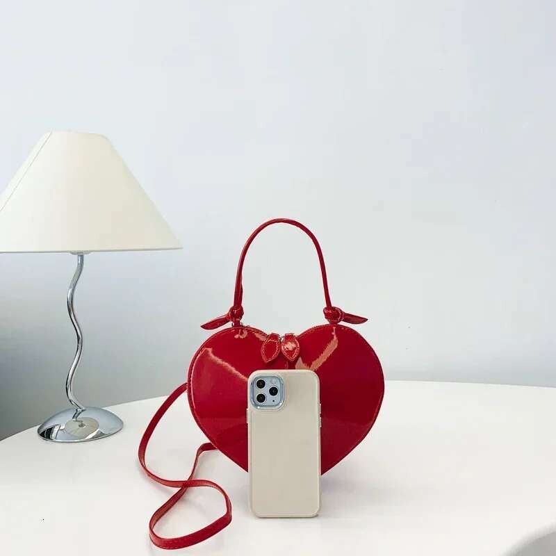Heart-Shaped Solid Color PU Handbag Sewing Thread Double Zipper All-Match Shoulder Bag 2024 Hot Sale Bags For Women Bolsa Mujer