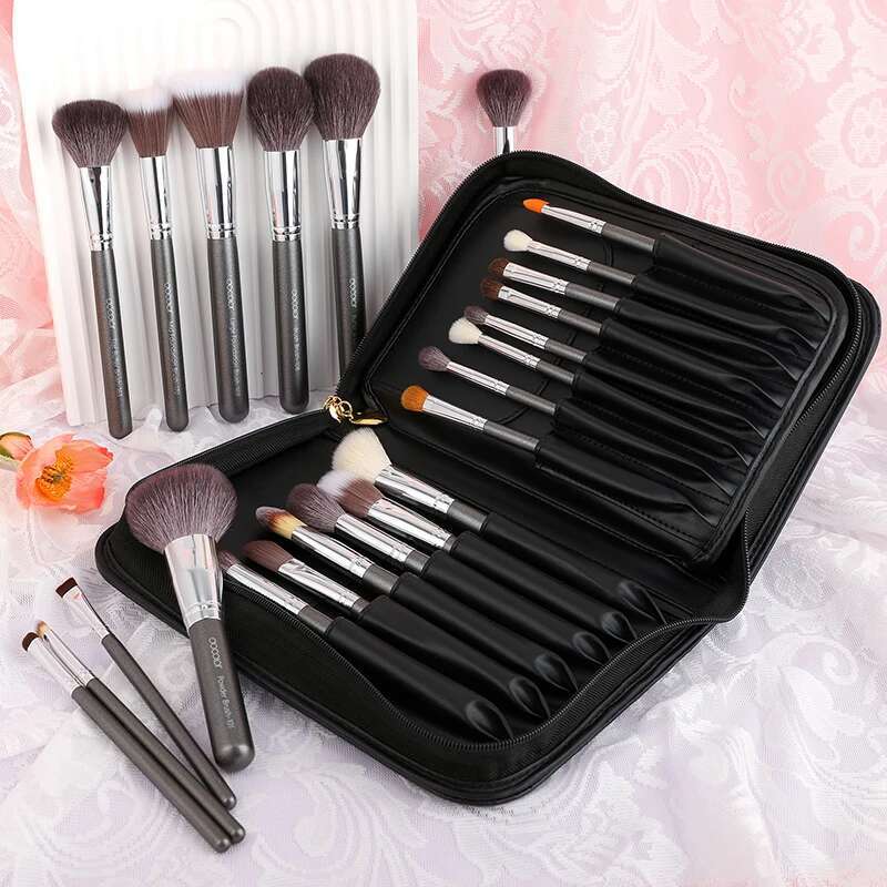 Docolor Makeup set 29pcs Professional Natural hair Foundation Powder Contour Eyeshadow make up brushes with PU Leather