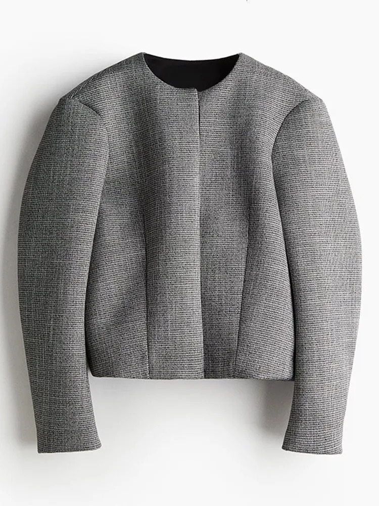 Elegant Gray Coat Mini Skirt Sets Women Slim Long Sleeve Oneck Singlebreasted Button Coats Aline Skirts Two Piece Set 250106