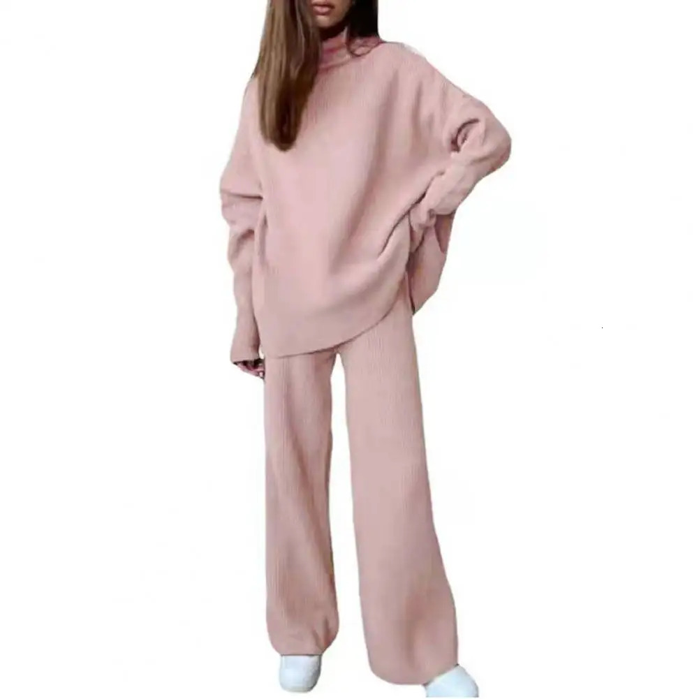 Autumn Tracksuit Women Sweatshirt Pants Set Casual Knitting Long Sleeve Pullover Loose Wide Leg ensemble jogging femme 250106