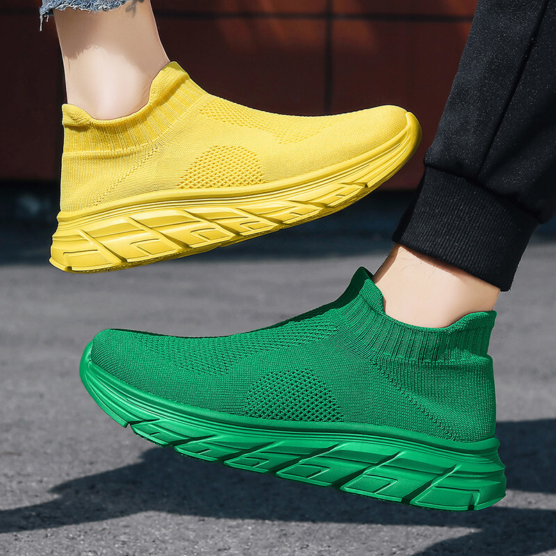Ddmybear Hot Sale Fashion Running Sneakers For Women Breathable Socks Trainers Men Slip On Lightweight Sports Shoes Big Size Chinese Brand