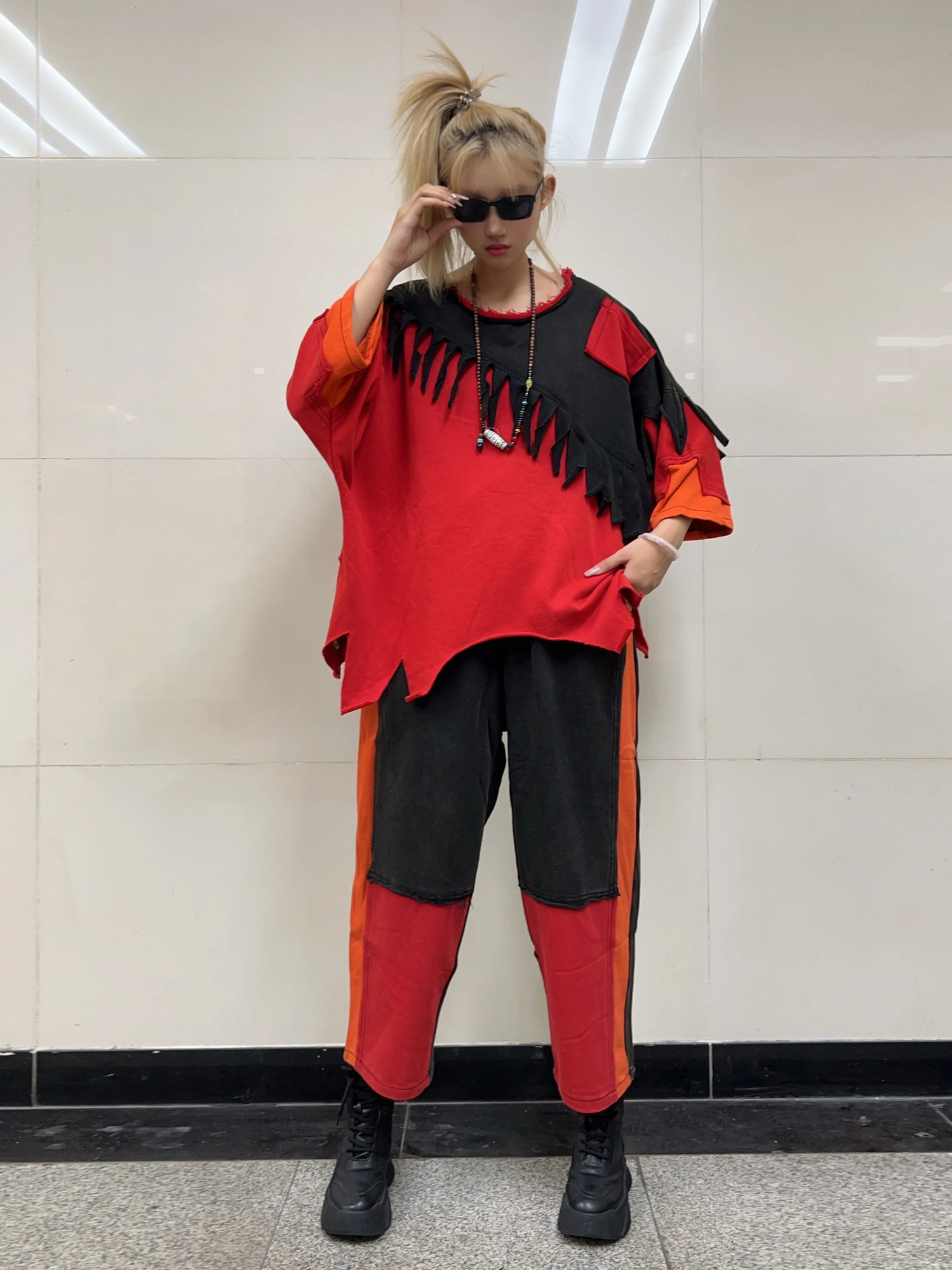 Personalized Contrasting Color Tassel n Suit Women Spring Autumn Loose Top Pant Two Piece Set ZF420 250106