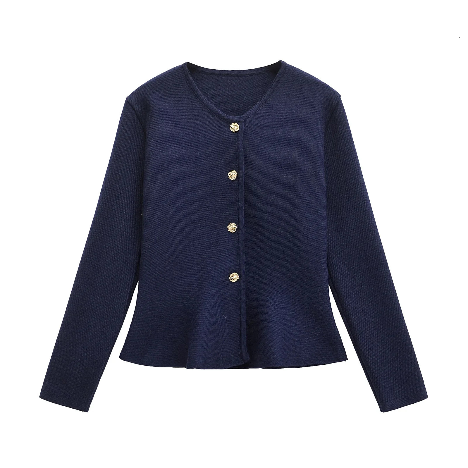 TRAF Women Short Skirt Style Hem Cardigan Clothing Button Top Autumn Casual Sweaters Female 9598241 250108