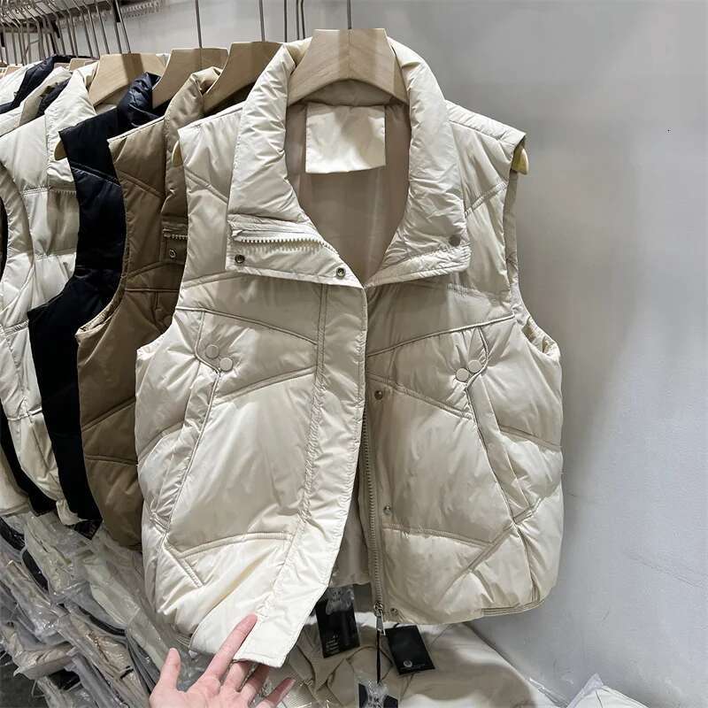 2025 New Women's Autumn/winter Down Short Stand Collar Cotton Vest Fashion Designer Jacket Warm Coat