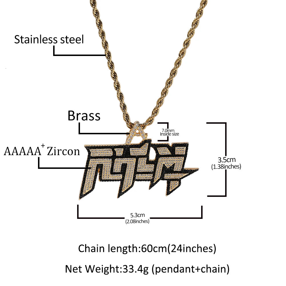 Uwin RHLM Two Colors Pendant Necklace Hip Hop Jewelry Iced Out Fashion Charm Gifts 250109