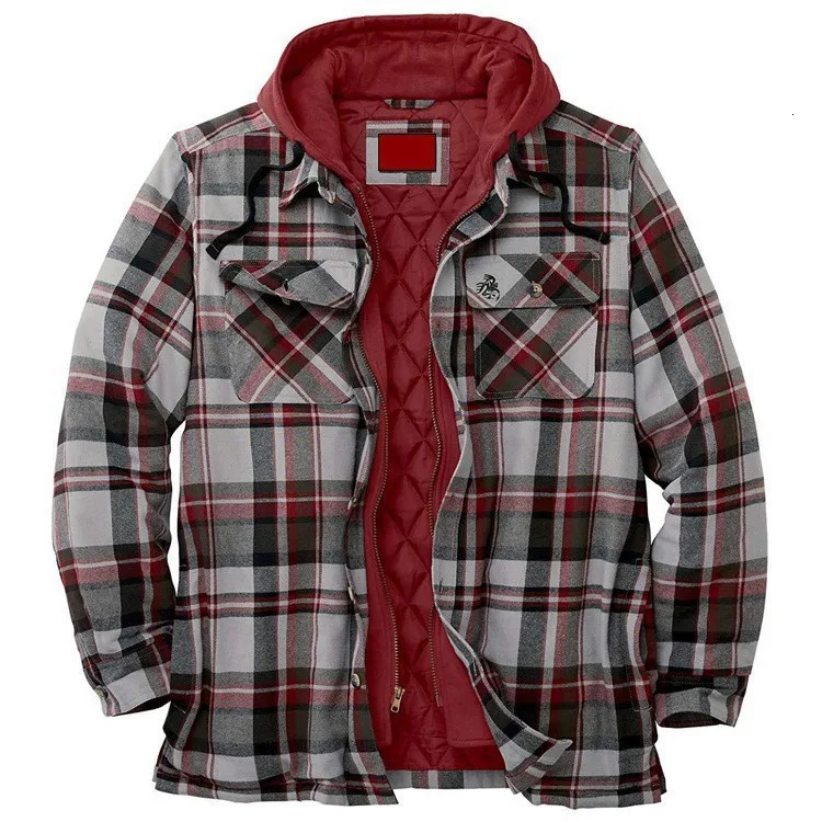 Autumn and Winter Lumberjack Work Jacket Mens Autumn and Winter Thick Warm Cotton Loose Hooded Casual Jacket 250106 - view 5