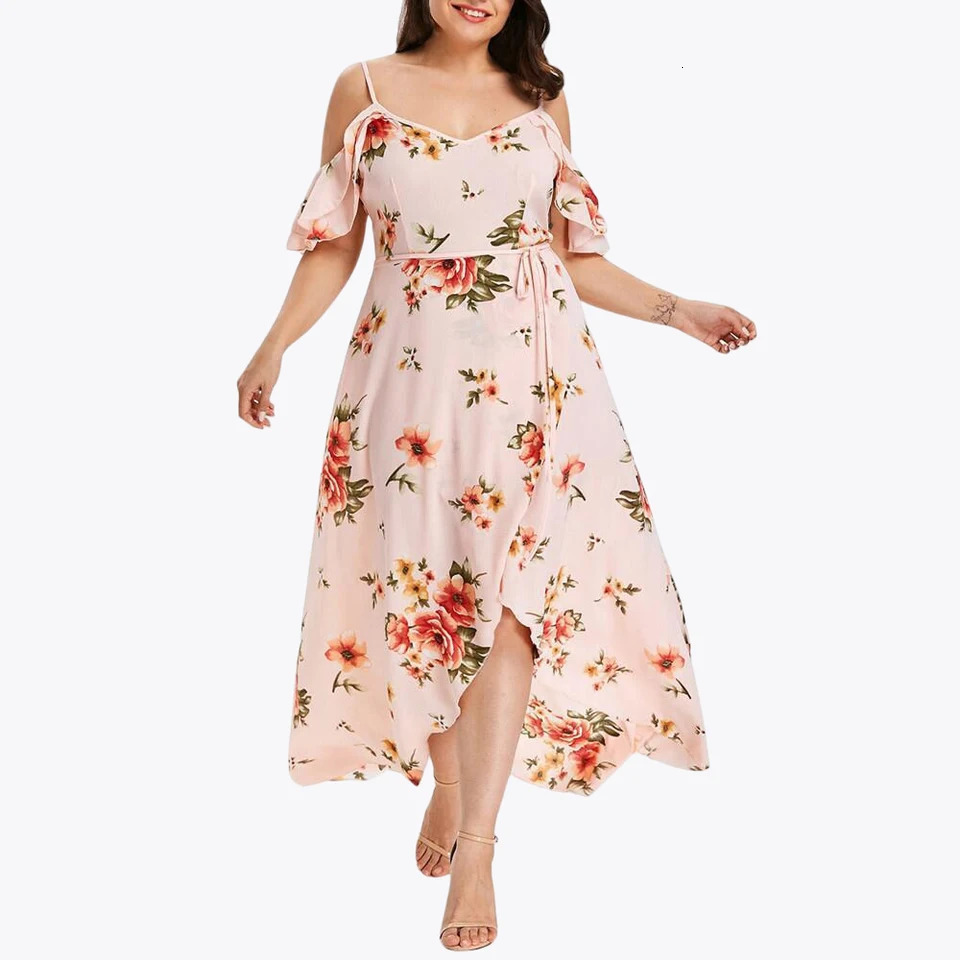 Casual Fashion Printed Dress for Women Summer Flower Print Plus Size Loose Fit Female Sling Dresses 250106