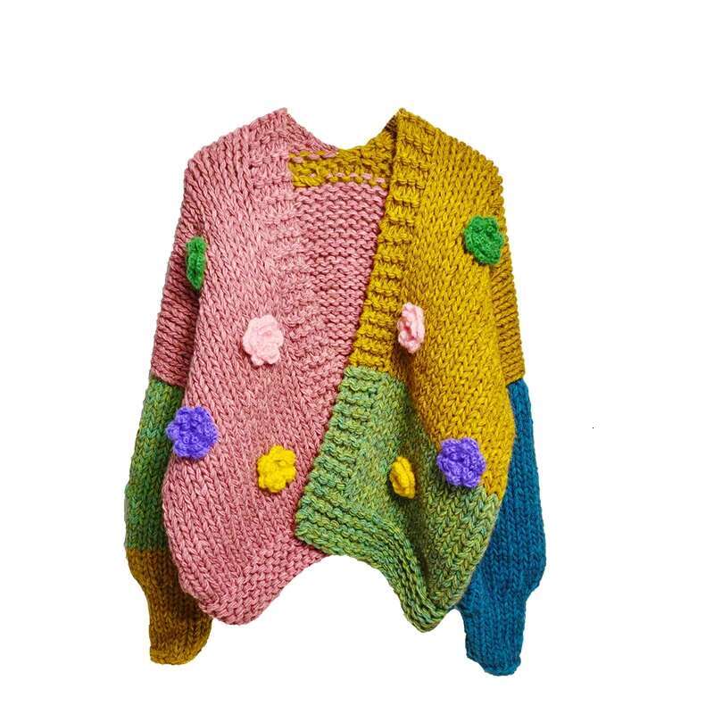 MIAOO Women Handmade Wool Blended Chunky Sweater Autumn/Winter New In Colossal Knit Cardigan Embroidered Wers Knitwear 250529
