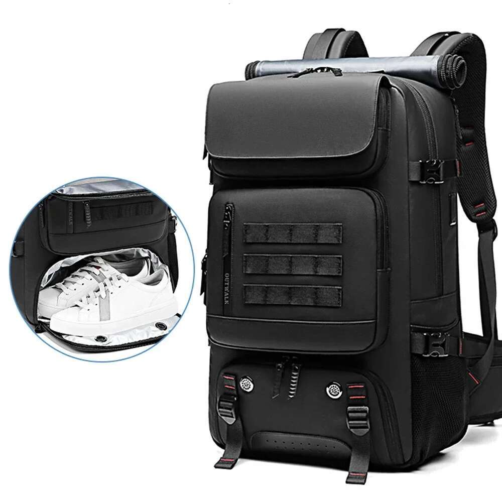 Men Travel 60L Outdoors Backpack Mountaineering Bag Waterproof Laptop Business Backpack With Separate Shoe Bag