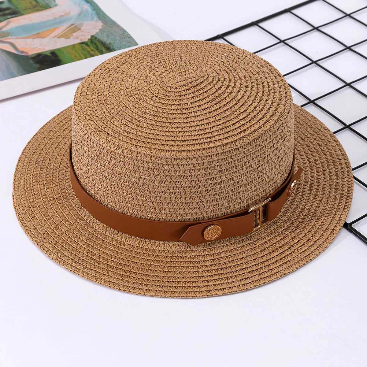 France UK summer high waisted beach hat with flat top temperature top hat beach holiday sun hat X250109