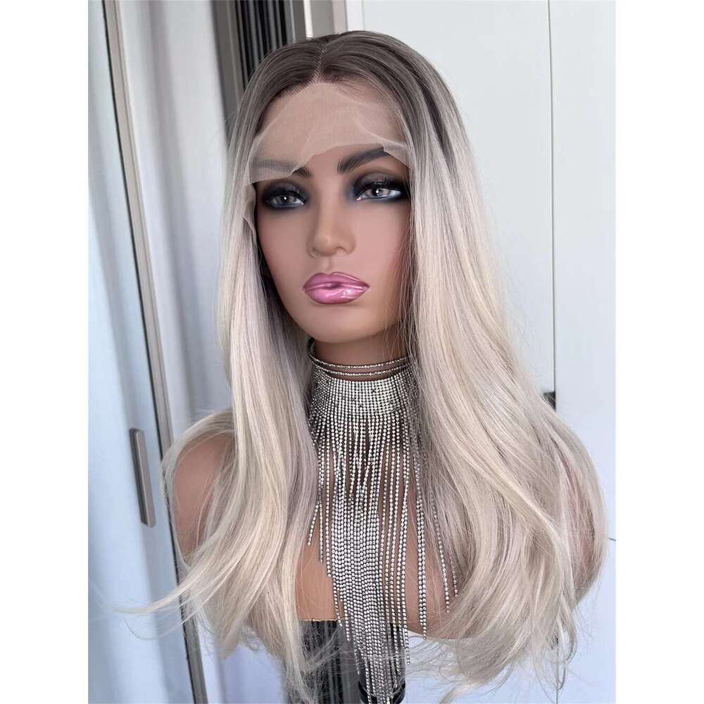 Ombre Natural Straight 13X4 Front Wig For Women Synthetic Lace Frontal Wigs