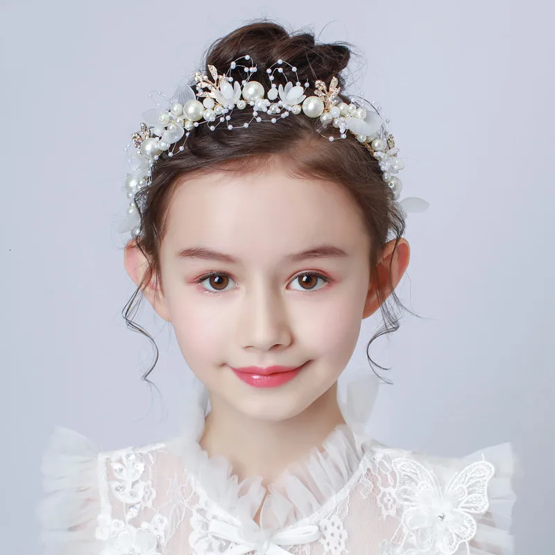Spring Bohemian Girls Bridal Pearl Hair Headdress Flower Wreath Bride Garland Head Hoop Headbands Jewelry Children Gifts 241228