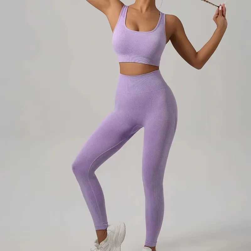 Seamless Yoga Set Women Beauty Back Sports Bra+ Hip Lifting Leggings Workout Set Breathable Fitness Set Gym ClothingXJ250109
