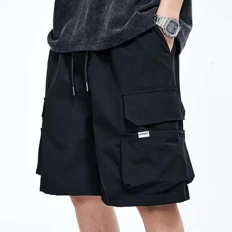 Summer mens shorts black casual Harajuku Techwear mens cargo shorts fashionable hip-hop Y2k sports shorts suit 250109