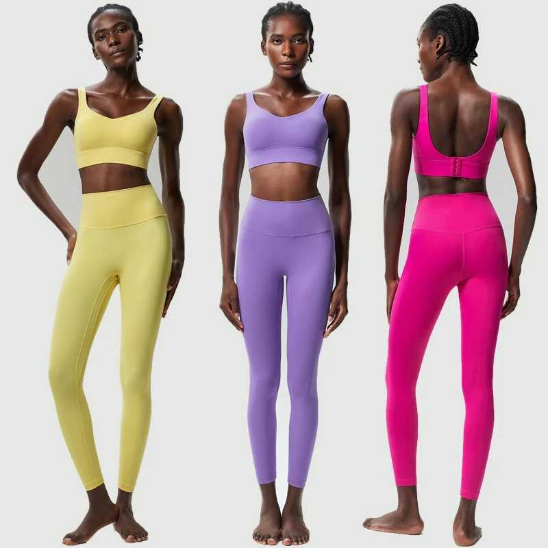 Two Pieces Fitness Yoga Set Women Solid Color Buttery Soft Gym Suit Breathable Quick Dry Running Sportswear Workout ClothesXJ250109
